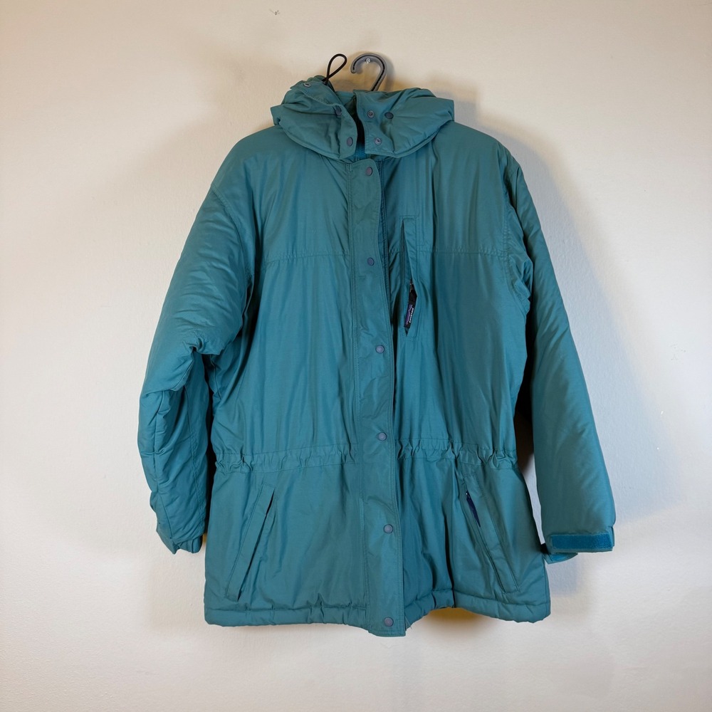 Patagonia Women's Teal Insulated Hooded Parka‎ Jacket Size M